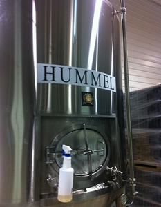 Beer tank named for George Hummel at 16 Mil Brewing.